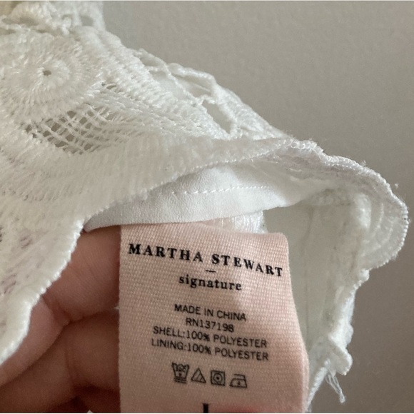 Martha Stewart Collection White Crochet Knit Top Large Cottagecore - Picture 8 of 11